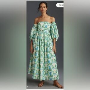 Anthropologie Long-Sleeve Printed Midi Dress